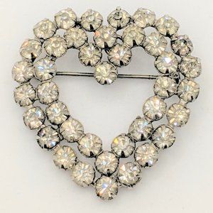 Vintage Rhinestone Heart Pin Pendant